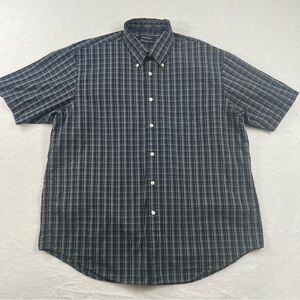 Men's Blue Nautica short sleeve button up checkered shirt